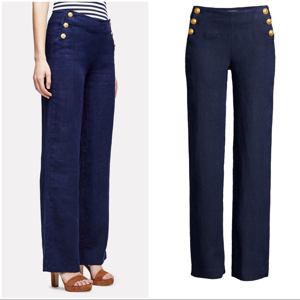 L’AGENCE Dee High rise wide leg Linen Sailor pants
